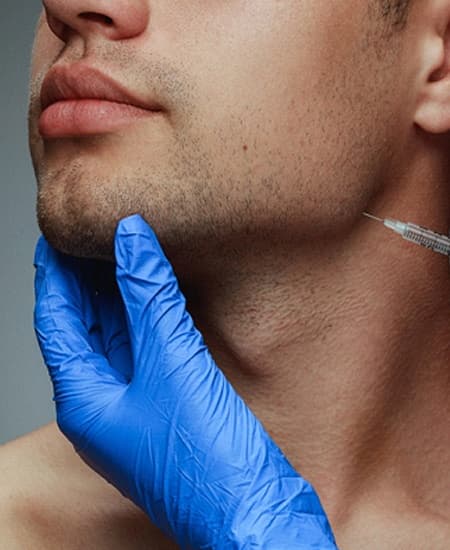 person receiving a BOTOX injection in their cheek